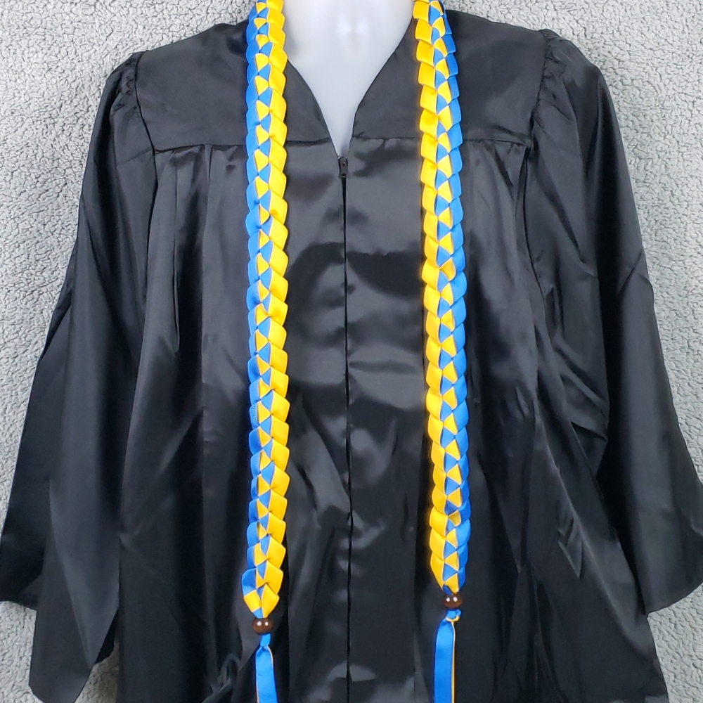 Stole Blue and Maize Yellow 31-inches with Wooden Beads